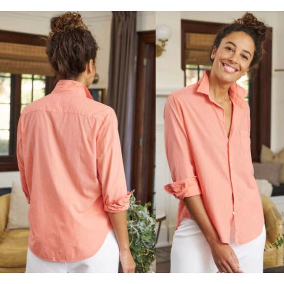 Frank & Eileen | Eileen Relaxed Button-Up | Featherweight | Tangerine | Sz L - Picture 1 of 13